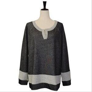 Jones New York Sport Heathered Black Split Neck   Sweatshirt Size XL